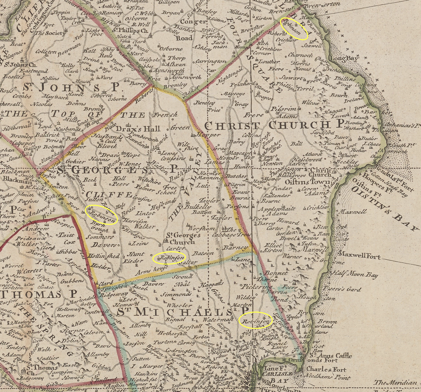 barbados-map-bowen-1752-robinson-plantations